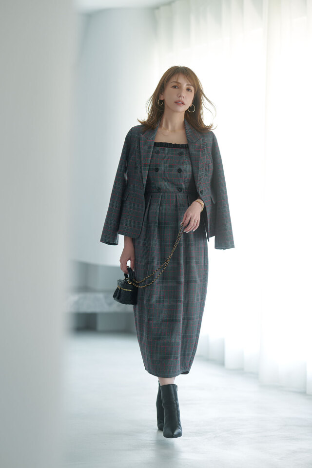 美香さんコラボ】チェックベアワンピース