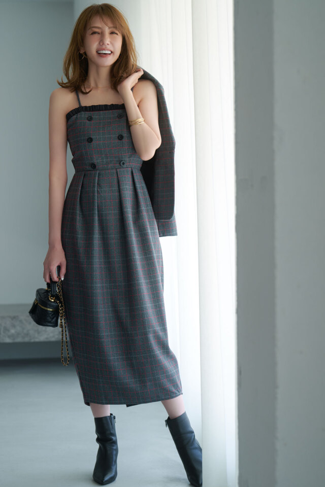 美香さんコラボ】チェックベアワンピース
