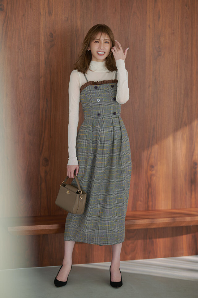 美香さんコラボ】チェックベアワンピース