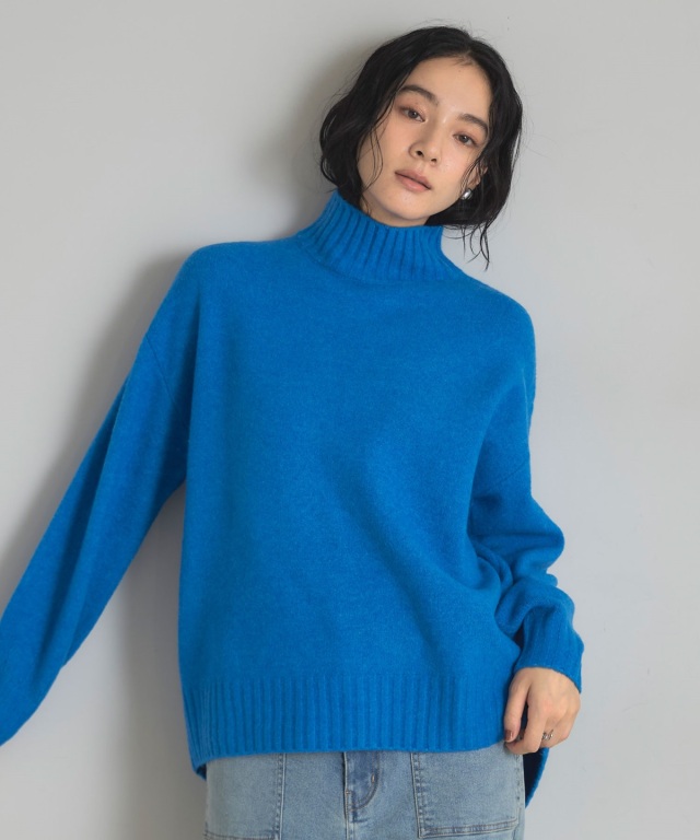 ブルー ハイネック スリットドレス Sサイズ ブルー ハイネック スリットドレス Sサイズ