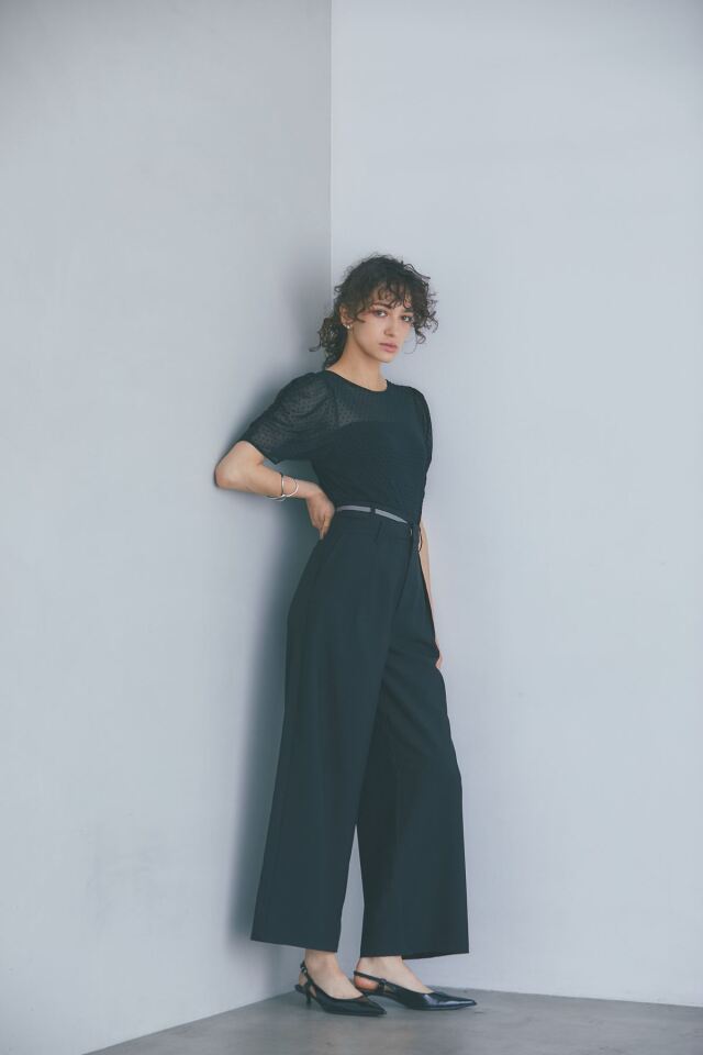 シアードットシャーリングスリーブブラウス