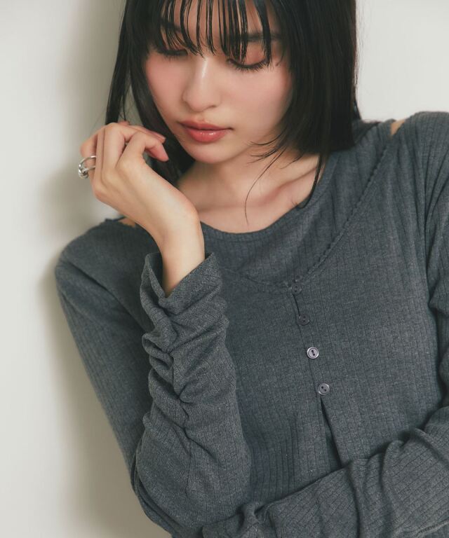 ピコレースレイヤードトップス