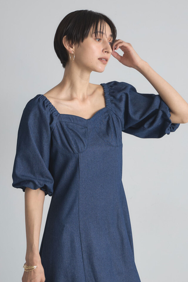 稲垣莉生さん着用】デニムパフスリーブワンピース