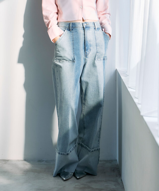 2月下旬再販予定！再入荷リクエスト受付中【美香さん着用】ロールアップデニム