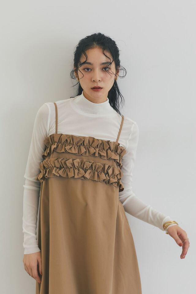 【90size】フリル袖ワンピース 袖フリルワンピース | Kichi