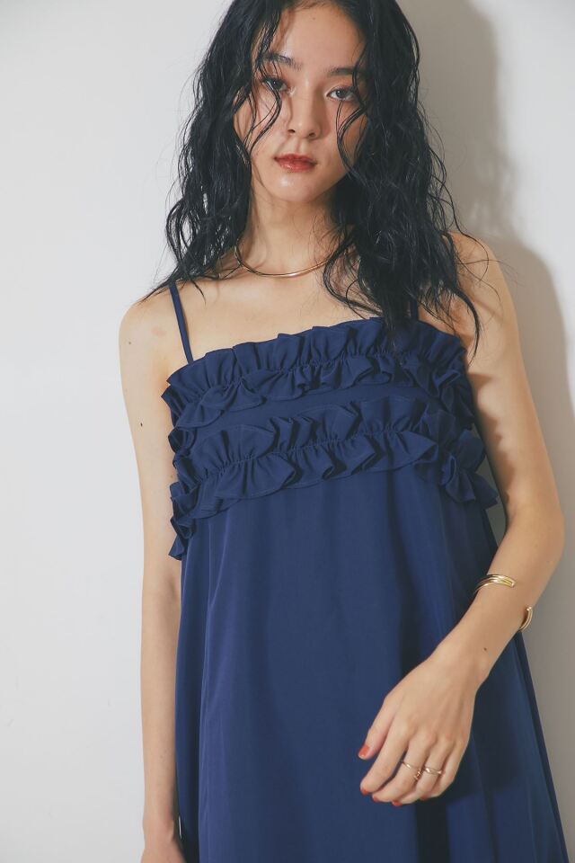 フリルデザインキャミワンピース