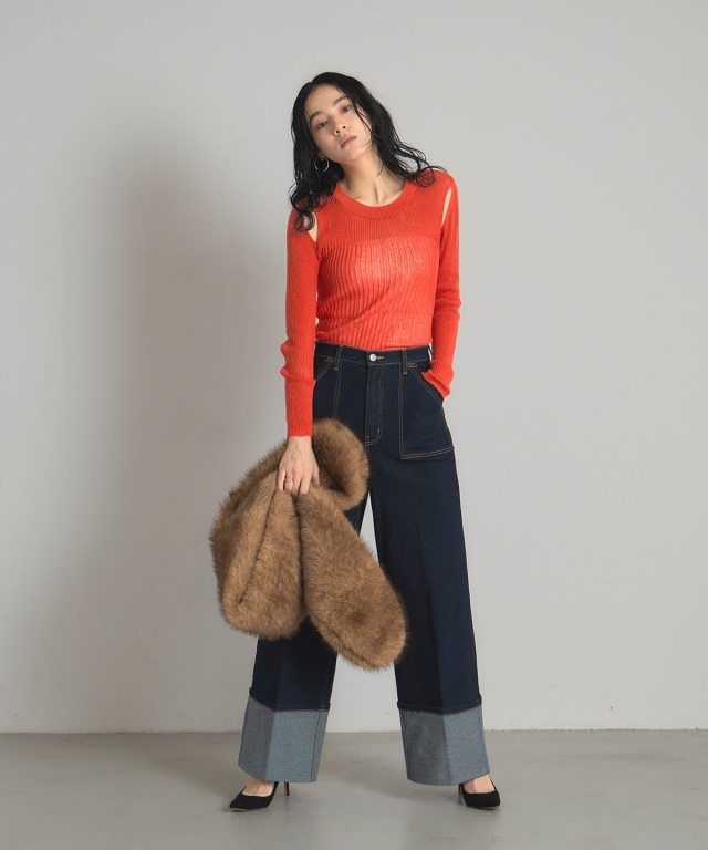 Jil sander ニット ショルダースリットシアーリブニット