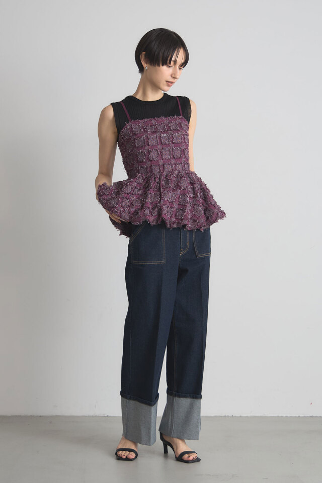 断捨離中！様　御専用 稲垣莉生さん着用】フリンジチェックバルーンキャミ