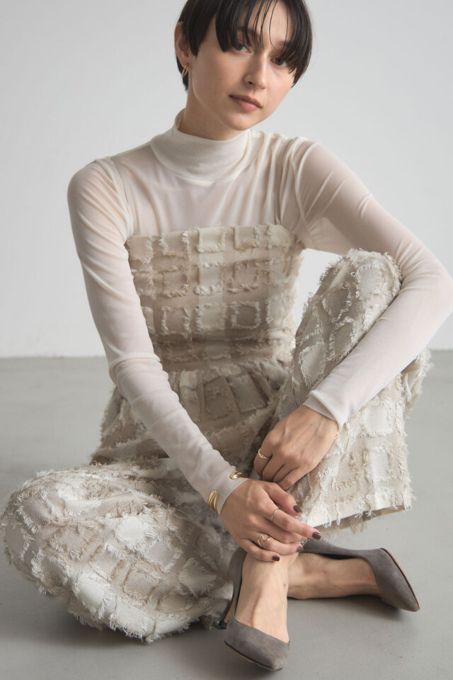 稲垣莉生さん着用】フリンジチェックバルーンキャミ