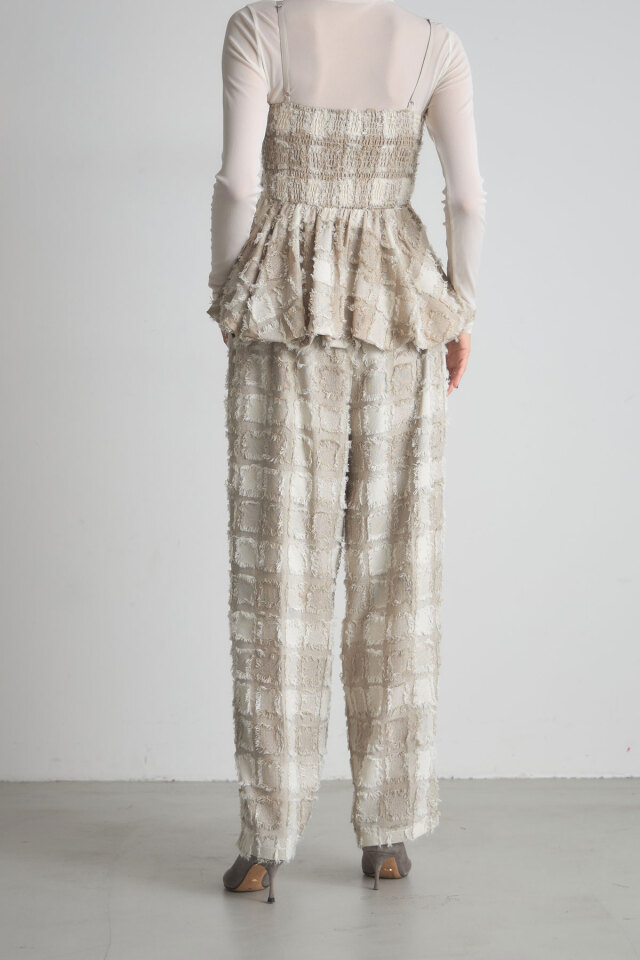 からこめ 稲垣莉生さん着用】フリンジチェックイージーパンツ