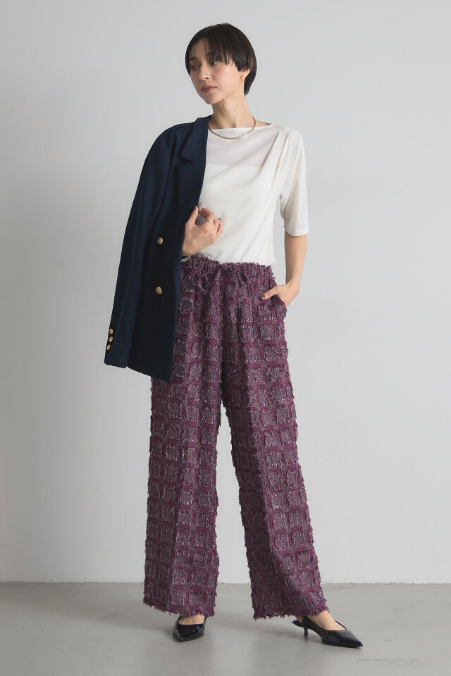 稲垣莉生さん着用】フリンジチェックイージーパンツ