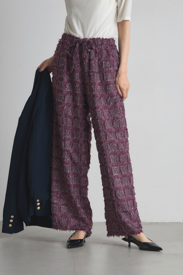 稲垣莉生さん着用】フリンジチェックイージーパンツ