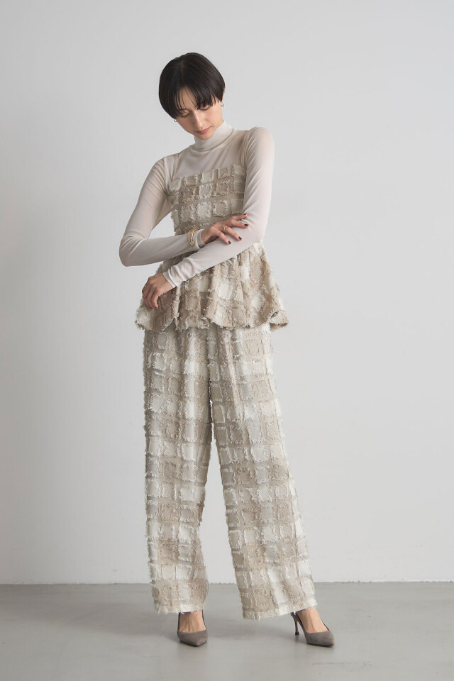 ぽぽぽぽんすけページ❁⃘*.゜ 稲垣莉生さん着用】フリンジチェックイージーパンツ