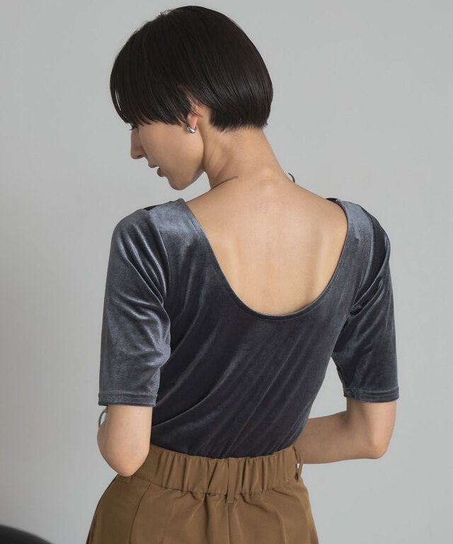 ハーフスリーブベロアトップス