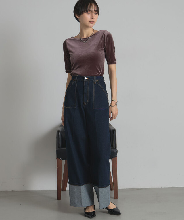 ハーフスリーブベロアトップス