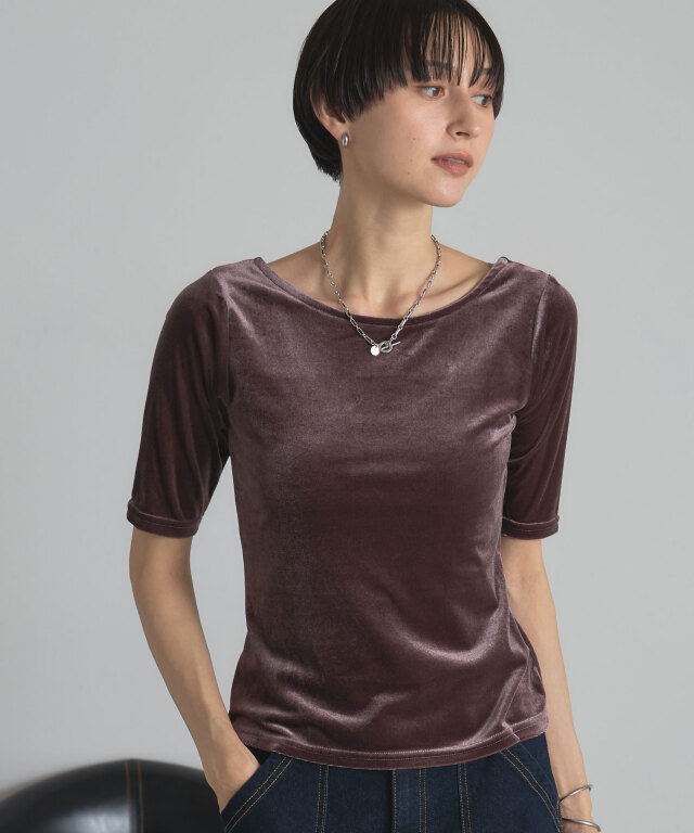 ハーフスリーブベロアトップス