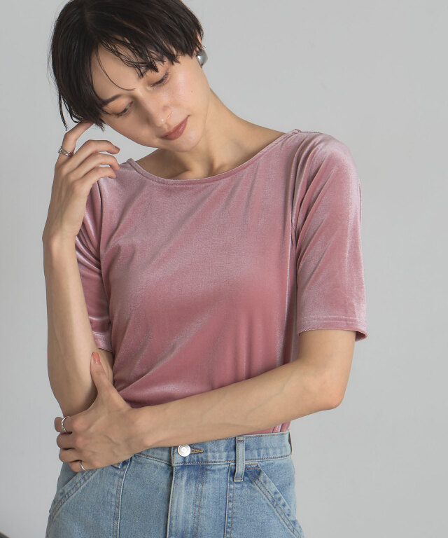 ハーフスリーブベロアトップス