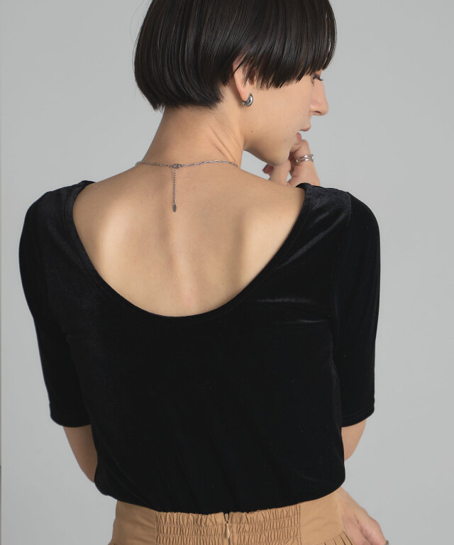 ハーフスリーブベロアトップス