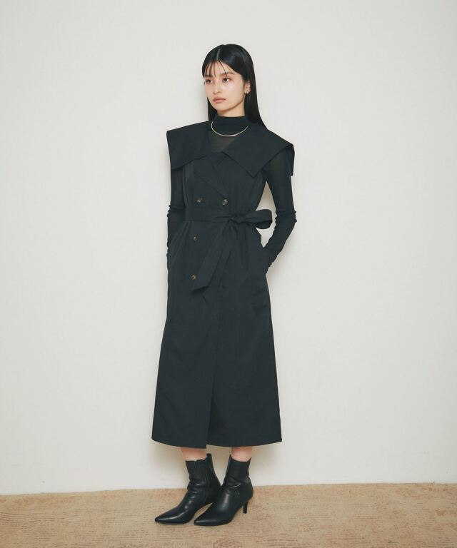 2WAYビックカラートレンチジレワンピース