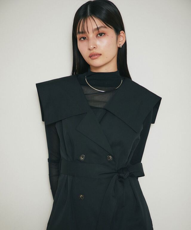 2WAYビックカラートレンチジレワンピース