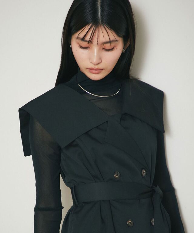 2WAYビックカラートレンチジレワンピース