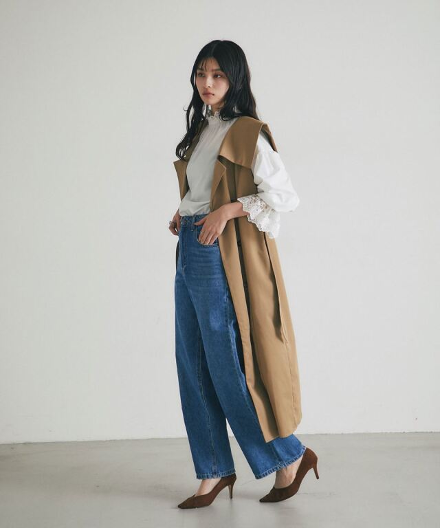 2WAYビックカラートレンチジレワンピース