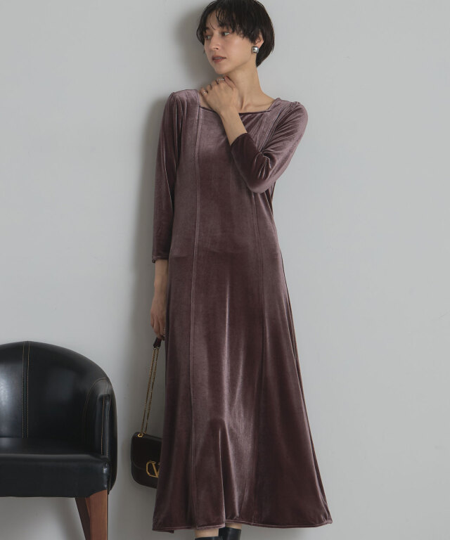 【MORE SALE】ベロアロングワンピース＊SALE品につき返品/交換/注文確定後の変更キャンセル不可＊