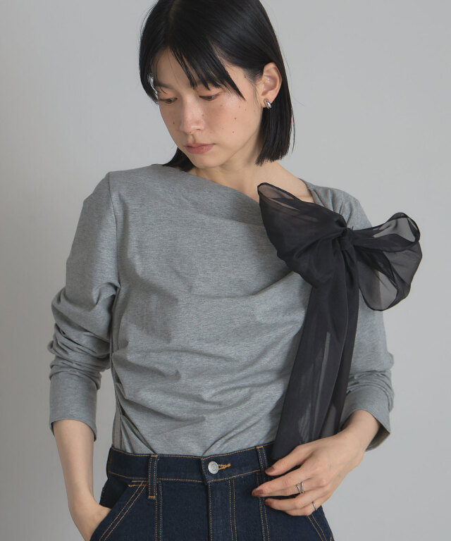 ビックリボンドレープロングTシャツ