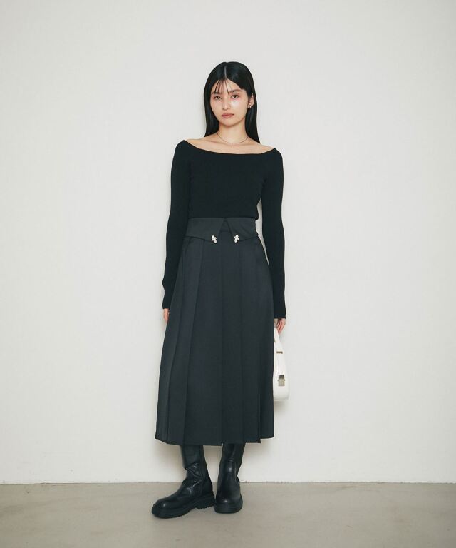 ビジュ付きプリーツスカート ビジュ付きプリーツスカート