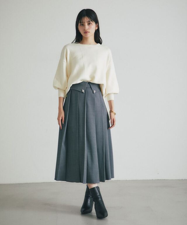 ビジュ付きプリーツスカート