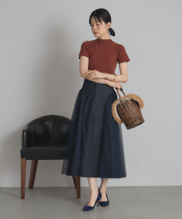 ハイネックショートスリーブニット