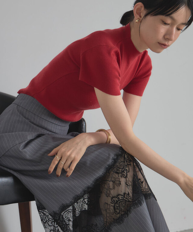 【新品未使用】BEAUTY&YOUTH オープンカラー ショートスリーブニット ベーシックショートスリーブニット(ホワイト) - seventen