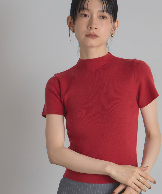 ハイネックショートスリーブニット