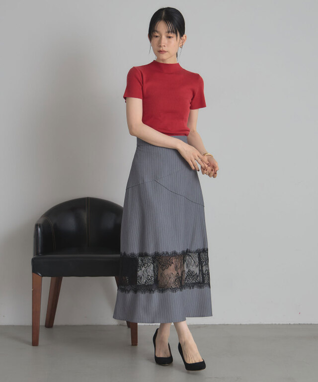 ハイネックショートスリーブニット