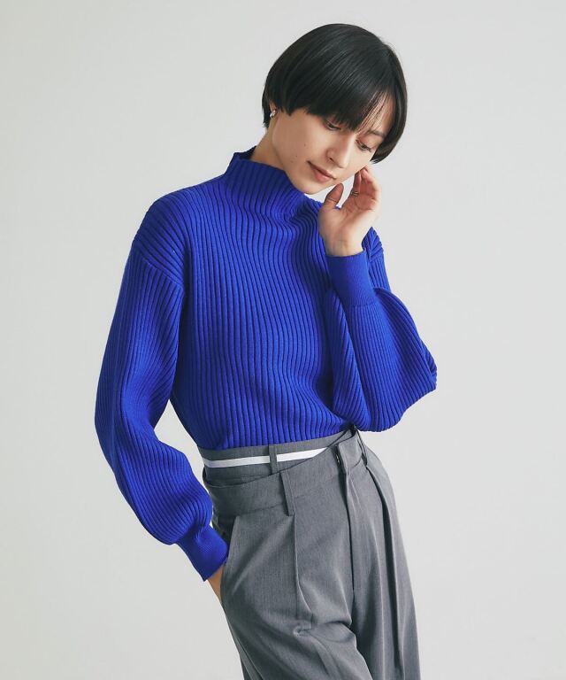 ボリュームスリーブボトルネックニット