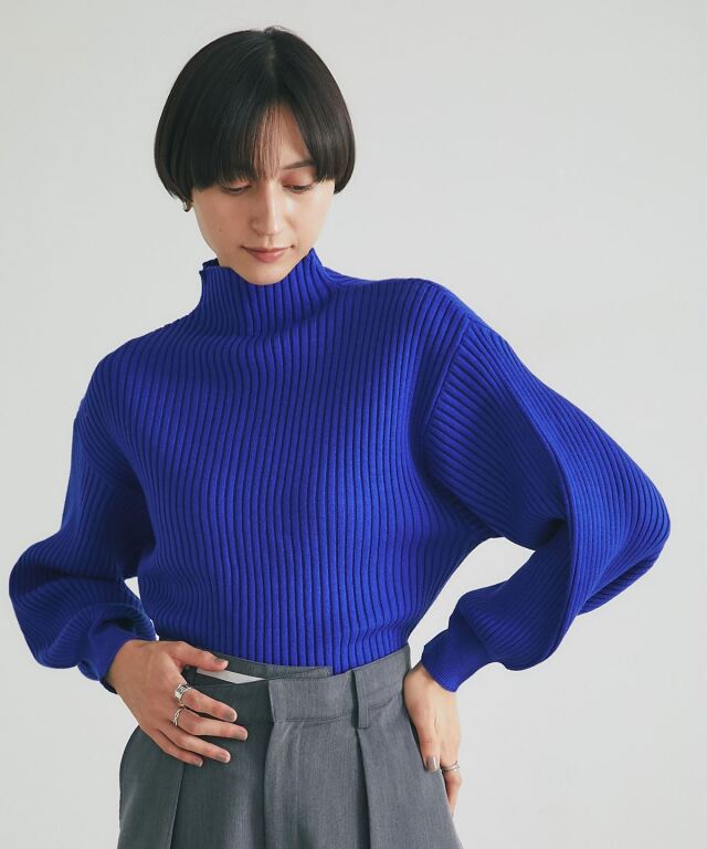 ボリュームスリーブボトルネックニット