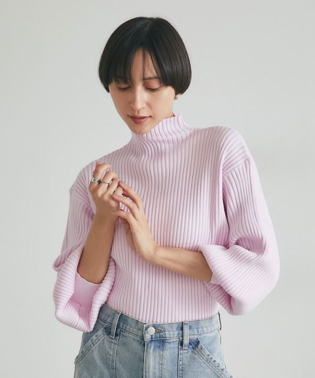 【willfully】スタッズビジューボリュームスリーブニット WILLFULLY（ウィルフリー）の「silver yarn studs bijou volume sleeve