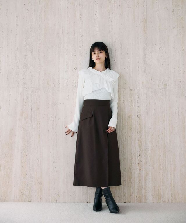 クロスフリルニット