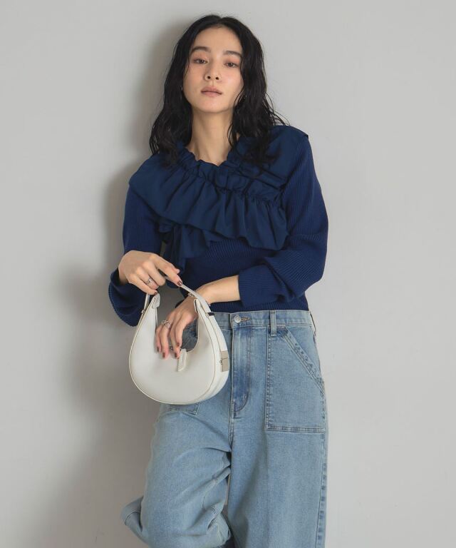 クロスフリルニット