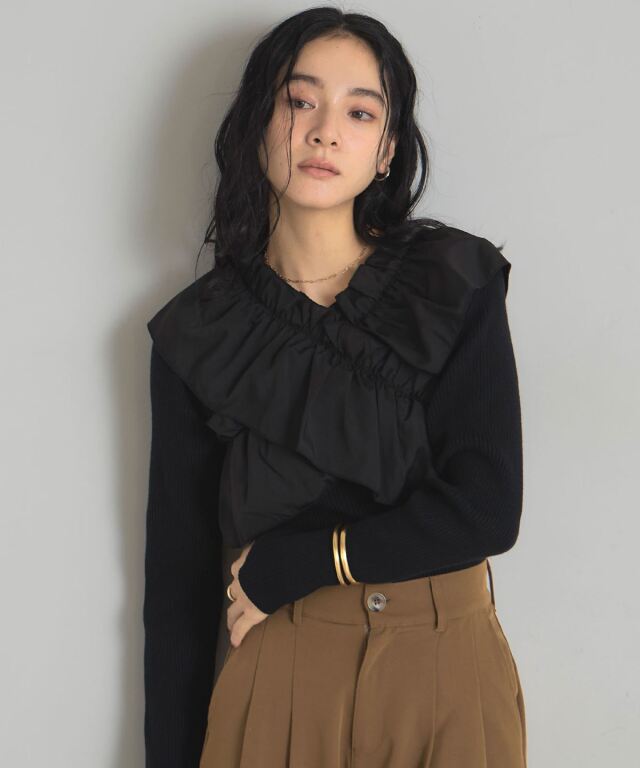 クロスフリルニット