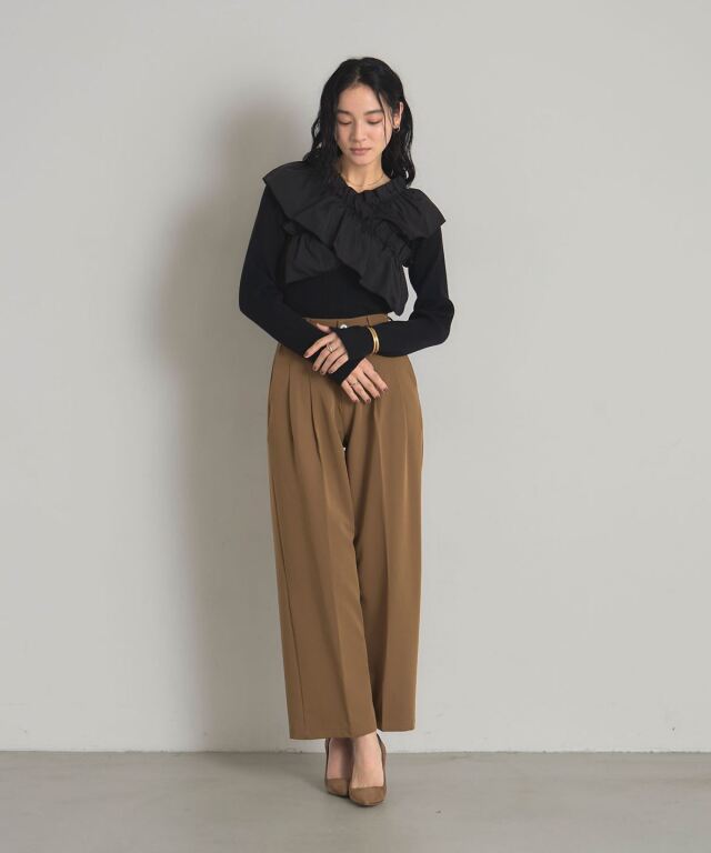 まりりん★アリス＋オリビア★フリルニットトップス クロスフリルニット