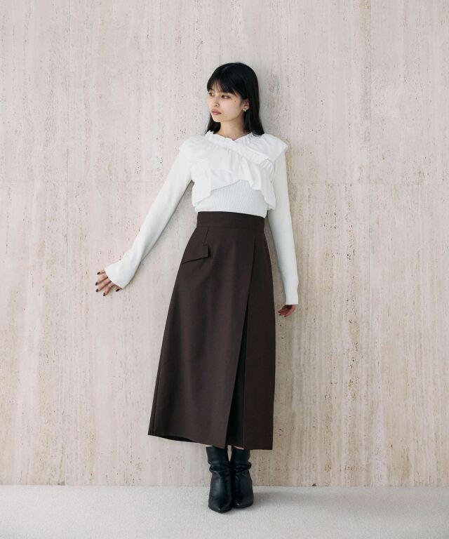 クロスフリルニット