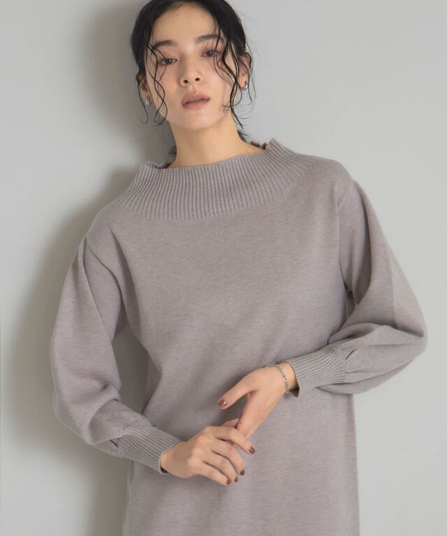 裾レースオフショルニットワンピース