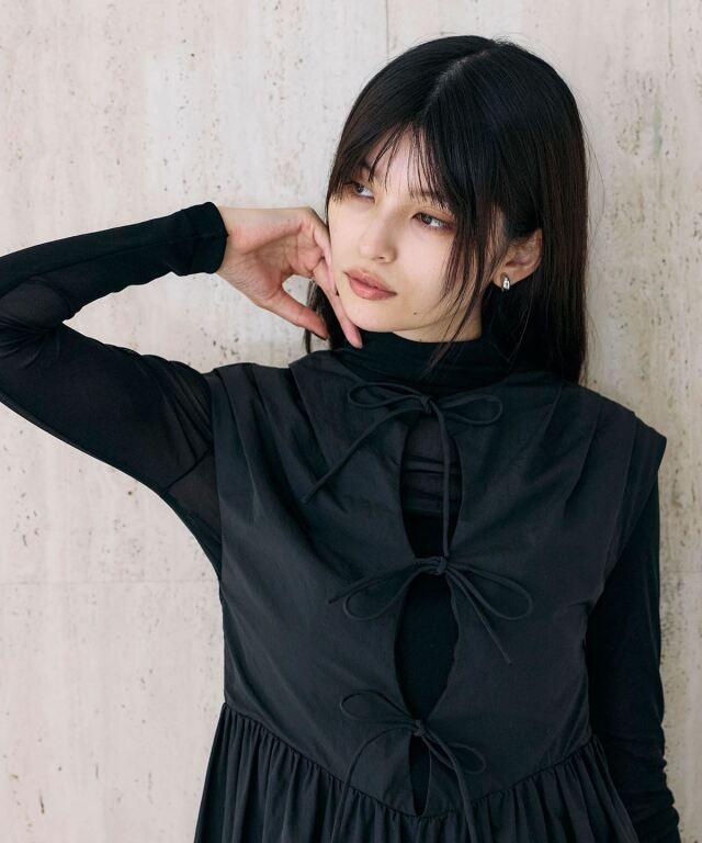 前後2WAYリボンあきワンピース