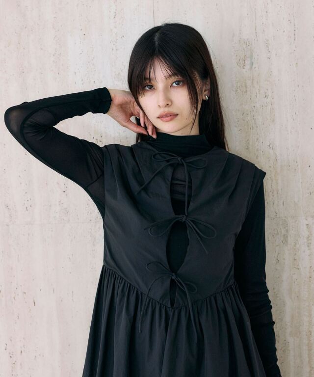 前後2WAYリボンあきワンピース