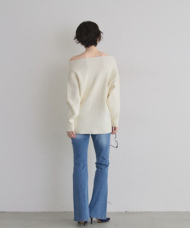 美シルエット】ストレッチフレアデニムパンツ