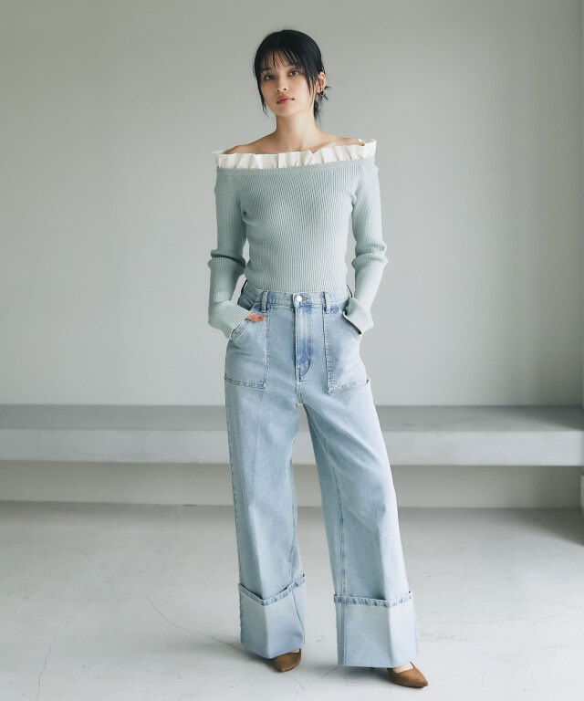 フリルオフショルニット（長袖）