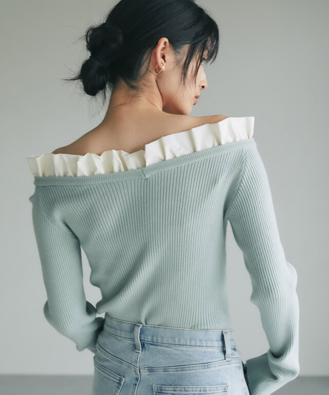 フリルオフショルニット（長袖）