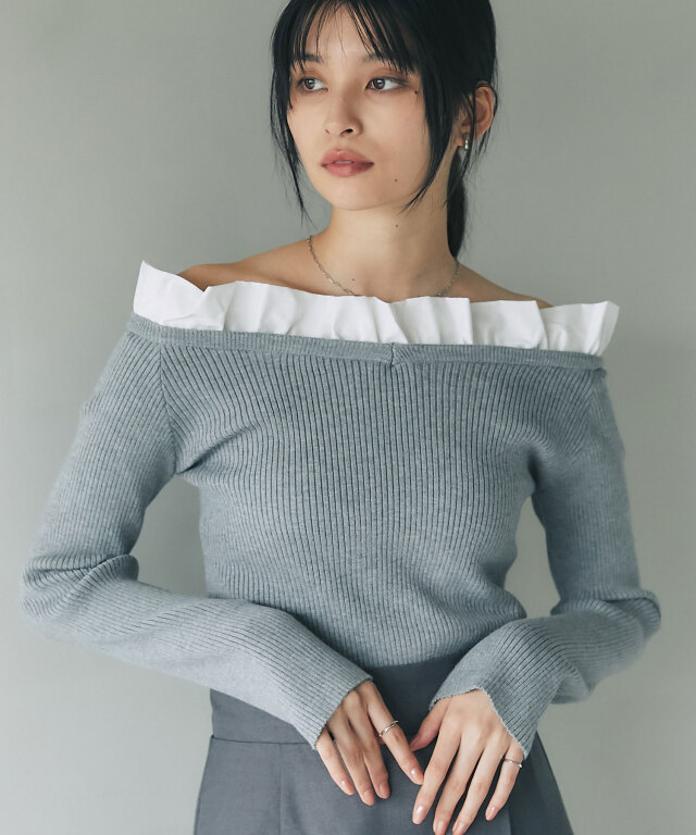 フリルオフショルニット（長袖）