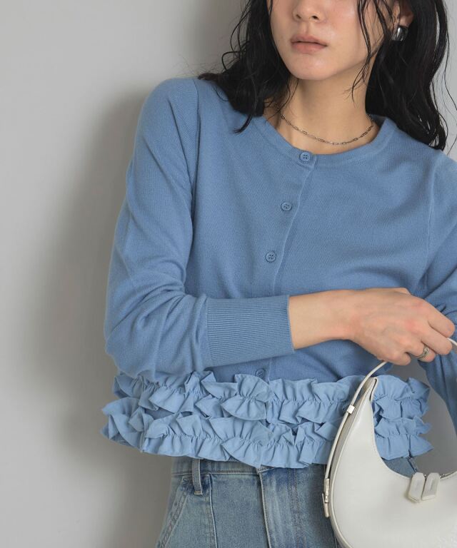 【新品】GEMINIフリルカーディ 裾フリルカーディガン